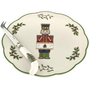 imageSpode Christmas Tree Nutcracker Cheese Platter with Knife  9quot Porcelain Holiday Serving Tray for Charcuterie  Dishwasher ampamp Microwave Safe  Classic Christmas Tableware for Serving Festive Dishes