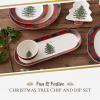 imageSpode Christmas Tree 2Piece Tartan Chip and Dip Set  13Inch Holiday Serving Platter with Dip Bowl  Tartan Plaid Border  Fine Earthenware Durable ampamp Versatile Dishwasher Microwave Freezer Safe