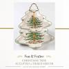 imageSpode Christmas Tree Divided Dish  115quot Festive Serving Tray for Holiday Parties Seasonal Events  Fine Earthenware Decorative Christmas Dinnerware Microwave ampamp Dishwasher SafeChristmas Tree Sculpted 2Tier Server