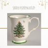imageSpode Christmas Tree Footed Mug  12 Oz Festive Mug for Coffee Hot Cocoa Lattes  Romantic Shape with Santa Design Porcelain Mug  Dishwasher Microwave ampamp Freezer Safe GiftBoxed