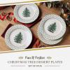 imageSpode Christmas Tree Polka Dot Dessert Plate Set of 4  Festive 8Inch Stoneware Plates for Holiday Entertaining Appetizers Snacks  Microwave Dishwasher Freezer Safe Party Appetizer Dishes