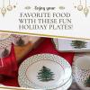 imageSpode Christmas Tree Polka Dot Dessert Plate Set of 4  Festive 8Inch Stoneware Plates for Holiday Entertaining Appetizers Snacks  Microwave Dishwasher Freezer Safe Party Appetizer Dishes