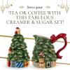 imageSpode Christmas Tree Sugar ampamp Creamer Set  Figural Tree 74oz Creamer Jug ampamp 53oz Lidded Sugar Jar  Festive Dolomite Holiday Tea and Coffee Set Dishwasher Safe Ceramic Tableware Gift