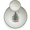 imageSpode Christmas Tree Tiered Chip and Dip Serving Set  2Piece Festive Snack Platter  Iconic Christmas Tree Motif  Porcelain Dishwasher Microwave Freezer Safe  Holiday ServewareChristmas Tree