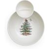 imageSpode Christmas Tree Tiered Chip and Dip Serving Set  2Piece Festive Snack Platter  Iconic Christmas Tree Motif  Porcelain Dishwasher Microwave Freezer Safe  Holiday ServewarePolka Dots