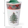 imageSpode Christmas Tree Travel Mug with Lid  8 Oz Coffee Mug for Holiday Drinks Dishwasher ampamp Microwave Safe Ceramic Tumbler  Festive Christmas Design for OnTheGo Christmas TreeTartan