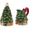 imageSpode Christmas Tree Sugar ampamp Creamer Set  Figural Tree 74oz Creamer Jug ampamp 53oz Lidded Sugar Jar  Festive Dolomite Holiday Tea and Coffee Set Dishwasher Safe Ceramic Tableware Gift