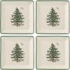 imageSpode Christmas Tree Tidbit Square Plates Set of 4  Festive 5Inch Ceramic Plates for Canaps Sweets and Desserts  Dishwasher Microwave Freezer Safe  Excellent for Holiday Entertaining