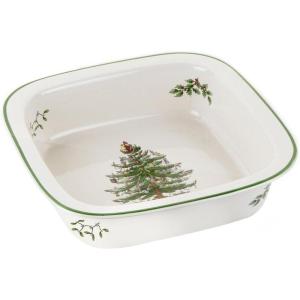 imageSpode Christmas Tree 10quot Square Baker  Porcelain Baking Dish for Lasagna Casserole Holiday Desserts  Oven to Table Bakeware ampamp Dishwasher Safe  Festive Holiday Serveware for Christmas Table