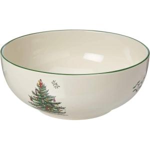 imageSpode Christmas Tree 55Inch Fruit Salad Bowl  Versatile Earthenware Bowl for Cereal Dessert Holiday Treats  Classic Christmas Tableware  Dishwasher Microwave Freezer Oven Safe
