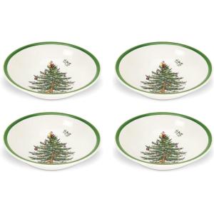 imageSpode Christmas Tree Ascot 8Inch Cereal Bowls  Set of 4 Durable Earthenware Bowls for Breakfast Oatmeal Cereal or Soup  Festive Design Microwave and Dishwasher Safe  Beautifully Gift Boxed