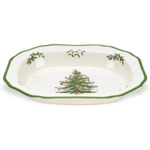 imageSpode Christmas Tree Divided Dish  115quot Festive Serving Tray for Holiday Parties Seasonal Events  Fine Earthenware Decorative Christmas Dinnerware Microwave ampamp Dishwasher SafeChristmas Tree Open Vegetable Dish