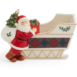 imageSpode Christmas Tree Santa Sleigh Candy Jar  8Inch Christmas Candy Storage Container  Fine Dolomite Figural Santa Sleigh Snack Jar for Holiday Decor Dessert Tables Gift Displays