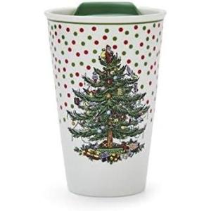 imageSpode Christmas Tree Travel Mug with Lid  8 Oz Coffee Mug for Holiday Drinks Dishwasher ampamp Microwave Safe Ceramic Tumbler  Festive Christmas Design for OnTheGo Christmas TreePolka Dot