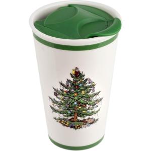 imageSpode Christmas Tree Travel Mug with Lid  8 Oz Coffee Mug for Holiday Drinks Dishwasher ampamp Microwave Safe Ceramic Tumbler  Festive Christmas Design for OnTheGo Christmas TreeClassic