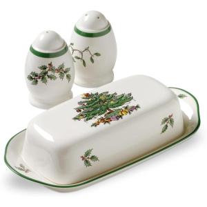 imageSpode Christmas Tree Trivet  8quot Heat Resistant Porcelain Christmas Holiday Tabletop Protector  Dishwasher SafeChristmas Tree 3Piece Hostess Set