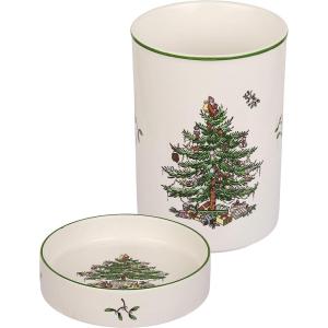 imageSpode Christmas Tree Wine Chiller ampamp Coaster Set Dishwasher Microwave ampamp Freezer Safe  Stoneware Wine Cooler with Festive Coaster  Hostess Gift for Holiday Entertaining