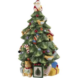 imageSpode Figural Christmas Tree Cookie Jar  1225quot Dolomite Holiday Jar with Lid  Festive Tree Decor Candy Jar for Kitchen Counter Seasonal Home Decor Holiday Container