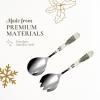 imagePortmeirion Christmas Tree Salad Server Set 2Piece  10 Inch Stainless Steel with Porcelain Handles Festive Flatware for Holiday Dining  Dishwasher Safe Seasonal Entertaining ampamp GiftGiving