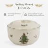 imageSpode Christmas Tree 1 Quart Round Casserole Dish with Lid  Stoneware Baking Dish for Holiday Desserts  Oven to Table Bakeware ampamp Dishwasher Safe  Festive Holiday Serveware for Christmas Table