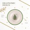 imageSpode Christmas Tree 10Inch Porcelain Pasta Bowl  Elegant Rimmed Bowl for Serving Salad Spaghetti Soup  Durable Dishwasher Microwave and Freezer Safe  Holiday Meals and Festive Table Settings
