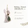 imageSpode Christmas Tree Bride ampamp Groom Ornament Festive Holiday Bauble for Christmas Tree Earthenware Hanging Decoration with Red Ribbon for Easy Hanging Decorative Accent ampamp Keepsake Gift