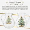 imageSpode Christmas Tree Glass Pitcher with Handle 96oz Festive Holiday Serveware Beverage Jug