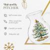 imageSpode Christmas Tree Glass Pitcher with Handle 96oz Festive Holiday Serveware Beverage Jug