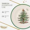 imageSpode Christmas Tree Individual Fruit Bowl  7 Inch Porcelain Oatmeal Salad Soup Cereal Breakfast Dessert Bowl  Durable Stackable Microwave ampamp Dishwasher Safe  Decorative Holiday DesignChristmas Tree Dinner Plate Set