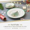 imageSpode Christmas Tree Individual Fruit Bowl  7 Inch Porcelain Oatmeal Salad Soup Cereal Breakfast Dessert Bowl  Durable Stackable Microwave ampamp Dishwasher Safe  Decorative Holiday DesignChristmas Tree Dinner Plate Set