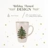 imageSpode Christmas Tree Latte Mug  22 Oz Holiday Coffee Cup for Tea Hot Cocoa and More  Classic Green Banded Christmas Tree Design  Dishwasher ampamp Microwave Safe Fine Earthenware Mug