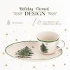 imageSpode Christmas Tree Soup ampamp Sandwich Set  11quot Oval Tray ampamp 16 oz Mug  Earthenware Holiday Serveware Microwave Dishwasher Oven Safe  Traditional Christmas Dcor with GiftBoxed Festive Set