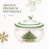 imageSpode Christmas Tree Sugar ampamp Creamer Set 3Piece  Porcelain 16oz Sugar 8oz Creamer Container Wood Tray  Festive Holiday Tea ampamp Coffee Serving Set  Dishwasher Safe Tableware for Gifting