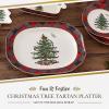 imageSpode Christmas Tree Tartan Rectangular Platter  14Inch Holiday Serving Platter for Christmas Entertaining  Traditional Tartan Plaid Design with Iconic Tree Motif  Microwave and Dishwasher Safe