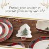 imageSpode Christmas Tree Tartan Spoon Rest 7Inch TreeShaped Holiday Utensil Holder Festive Porcelain Spatula and Ladle Rest Christmas Kitchen Counter Dcor Dishwasher ampamp Microwave  Hostess Gift