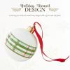 imageSpode Exclusive Holiday Collection Tree Bauble Ornament  Porcelain Christmas Tree Decoration ampamp Centerpiece Red Ribbon ampamp BlackWhite Check Wrap  Festive Keepsake for Gifting ampamp DisplayRound 2025