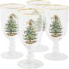 imageSpode Christmas Tree 15oz Highball Glasses Set of 4  GoldRimmed Elegant HolidayThemed Glassware Festive Holiday Drinkware for Christmas Parties New Years Toasts and Festive OccasionsPedestal Goblets