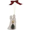 imageSpode Christmas Tree Bride ampamp Groom Ornament Festive Holiday Bauble for Christmas Tree Earthenware Hanging Decoration with Red Ribbon for Easy Hanging Decorative Accent ampamp Keepsake Gift