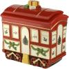 imageSpode Christmas Tree Cookie Jar with Lid 85quot Ceramic Holiday Train Car Dish for Cookies Candy Nuts  Festive Christmas Home Decor ampamp Holiday Treats Jar  Great for Collectors