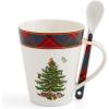 imageSpode Christmas Tree Mug ampamp Spoon Set 14 Oz Porcelain Mug for Coffee Tea Milk Hot Cocoa  Festive Gift Box  Dishwasher ampamp Microwave Safe  Holiday Collection Design for Gifting Tartan