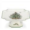 imageSpode Christmas Tree Sculpted Octagonal Platter  14Inch Holiday Serving Platter for Meats Cheeses and Desserts  Dishwasher and Microwave Safe Christmas Dinnerware with Iconic Tree DesignChristmas Tree Footed Square Cake Plate