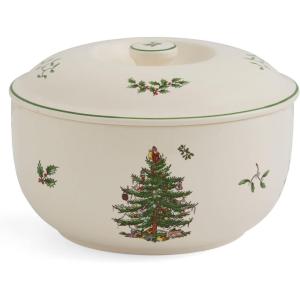 imageSpode Christmas Tree 1 Quart Round Casserole Dish with Lid  Stoneware Baking Dish for Holiday Desserts  Oven to Table Bakeware ampamp Dishwasher Safe  Festive Holiday Serveware for Christmas Table