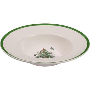 imageSpode Christmas Tree 10Inch Porcelain Pasta Bowl  Elegant Rimmed Bowl for Serving Salad Spaghetti Soup  Durable Dishwasher Microwave and Freezer Safe  Holiday Meals and Festive Table Settings