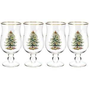 imageSpode Christmas Tree 175oz Tulip Glasses Set of 4  GoldRimmed Whimsical Holiday Glasses for Sparkling Wine and Champagne Ideal for Holiday Brunches and New Years Celebrations