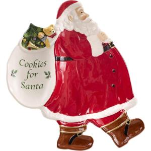 imageSpode Christmas Tree Collection Figural Cookies for Santa Platter  12 Inch Serving Plate for Cookies Desserts and Christmas Treats  Made of Dolomite  Perfect and Christmas Home Dcor