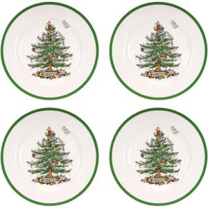 imageSpode Christmas Tree Individual Fruit Bowl  7 Inch Porcelain Oatmeal Salad Soup Cereal Breakfast Dessert Bowl  Durable Stackable Microwave ampamp Dishwasher Safe  Decorative Holiday DesignChristmas Tree Dinner Plate Set