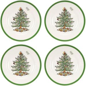 imageSpode Christmas Tree Individual Fruit Bowl  7 Inch Porcelain Oatmeal Salad Soup Cereal Breakfast Dessert Bowl  Durable Stackable Microwave ampamp Dishwasher Safe  Decorative Holiday DesignChristmas Tree Salad Plate Set