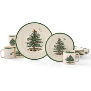 imageSpode Christmas Tree Individual Fruit Bowl  7 Inch Porcelain Oatmeal Salad Soup Cereal Breakfast Dessert Bowl  Durable Stackable Microwave ampamp Dishwasher Safe  Decorative Holiday Design12Piece Dinnerware Set