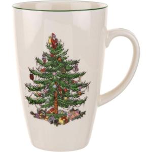 imageSpode Christmas Tree Latte Mug  22 Oz Holiday Coffee Cup for Tea Hot Cocoa and More  Classic Green Banded Christmas Tree Design  Dishwasher ampamp Microwave Safe Fine Earthenware Mug