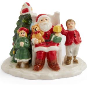 imageSpode Christmas Tree Miniature Christmas Village Figural Decoration LED Lighted Christmas Village Set Ceramic Holiday Decor  Dolomite Christmas Collectible for Indoor Display ChurchSanta with Children
